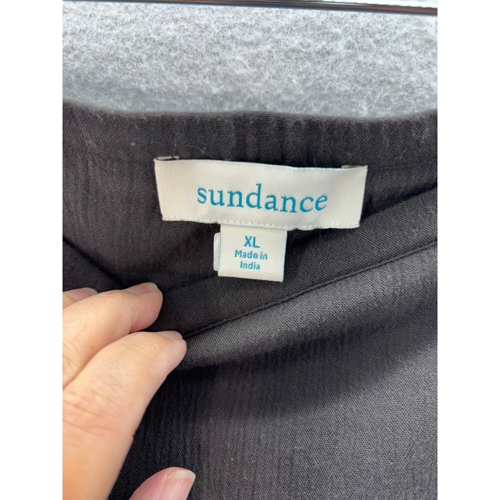 Sundance Mia Pants Women Sz XL Embroidered Wide Leg Smocked Boho Cropped Pockets - Picture 7 of 9